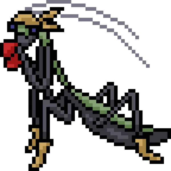 Vector Pixel Τέχνη Mantis Πυγμαχία Απομονωμένα Κινούμενα Σχέδια — Διανυσματικό Αρχείο