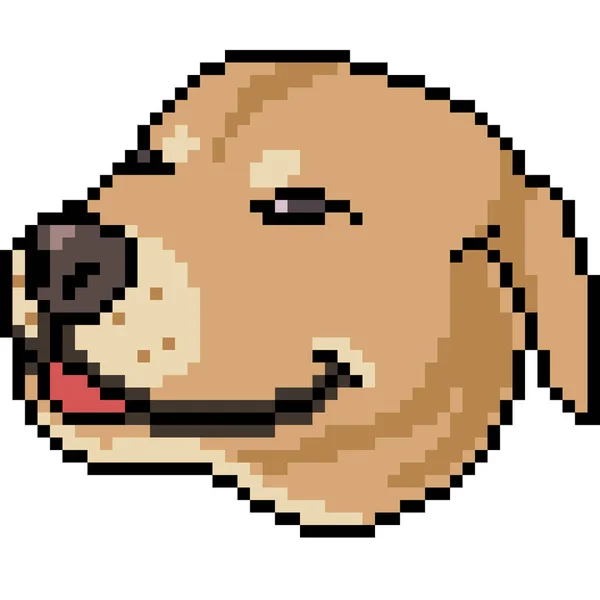 Vetor Pixel Arte Cão Sorriso Isolado — Vetor de Stock