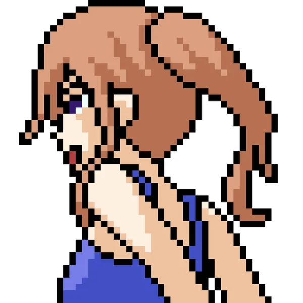 Vector Pixel Arte Anime Chica Dibujos Animados Aislados — Vector de stock