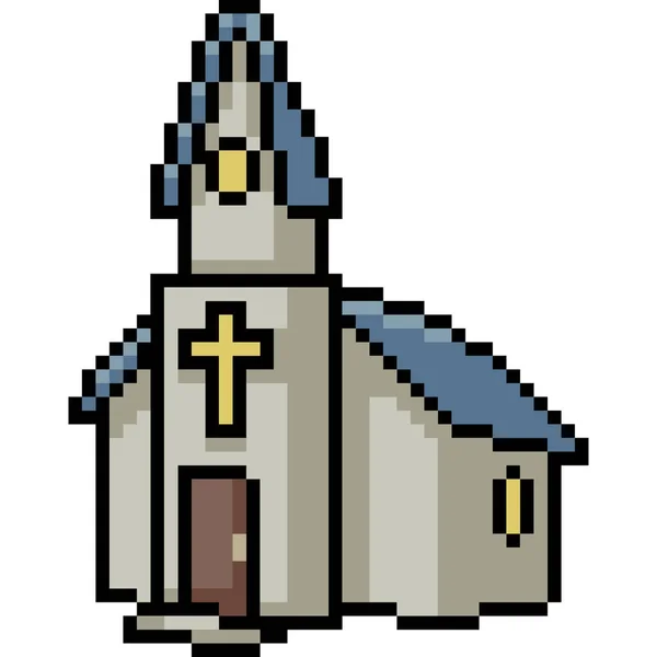 Vecteur Pixel Art Église Isolé Dessin Animé — Image vectorielle