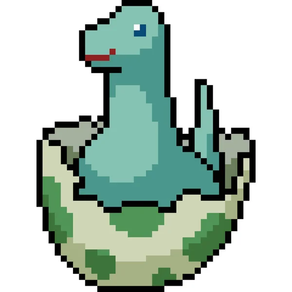 Vetor Pixel Arte Dinossauro Ovo Isolado Cartoo — Vetor de Stock