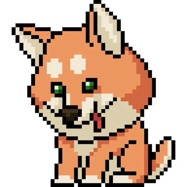 Vector Pixel Kunst Shiba Hond Geïsoleerde Cartoon — Stockvector