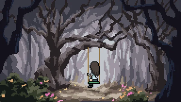 vektör pikseli sanat sahnesi orman kızı