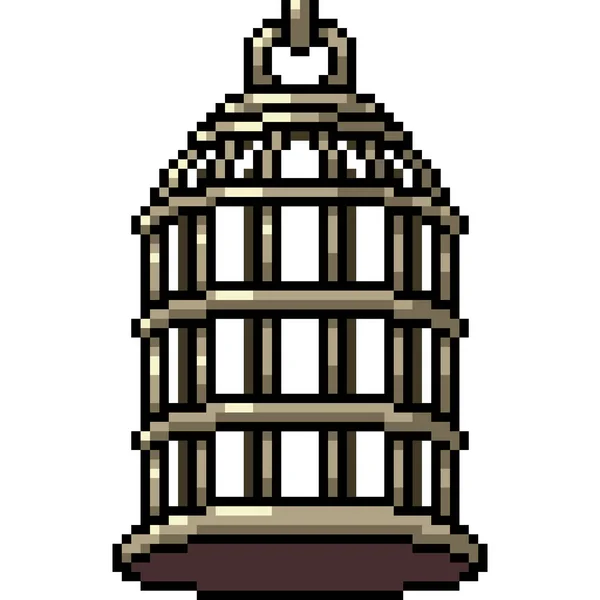 Vector Pixel Artă Rotundă Cușcă Desene Animate Izolate — Vector de stoc