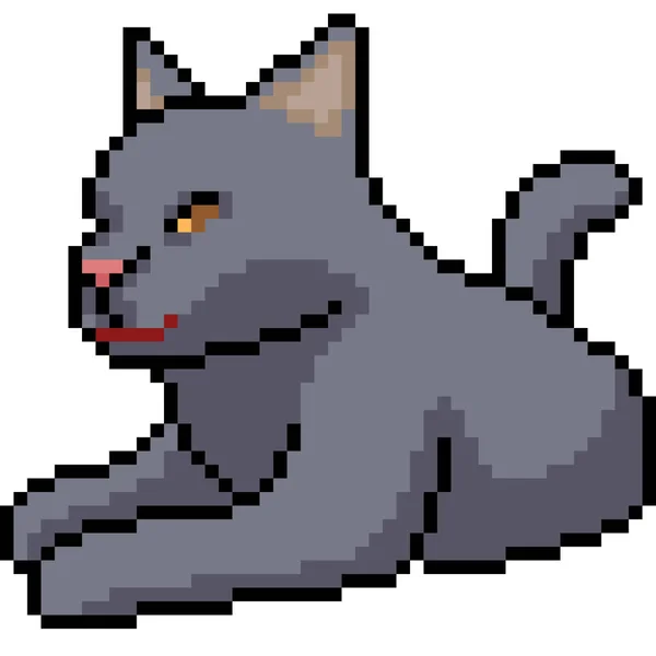 Pixel Vetorial Arte Gato Preto Isolado Desenhos Animados —  Vetores de Stock