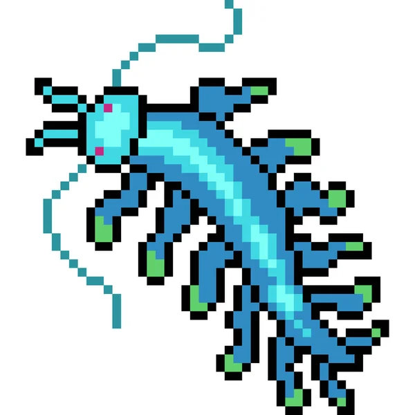 Vector Pixel Kunst Plankton Diepzee Geïsoleerde Cartoon — Stockvector