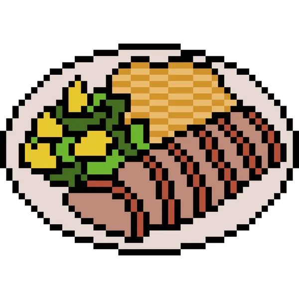 Vector Pixel Art Steak Isolated — Stock Vector