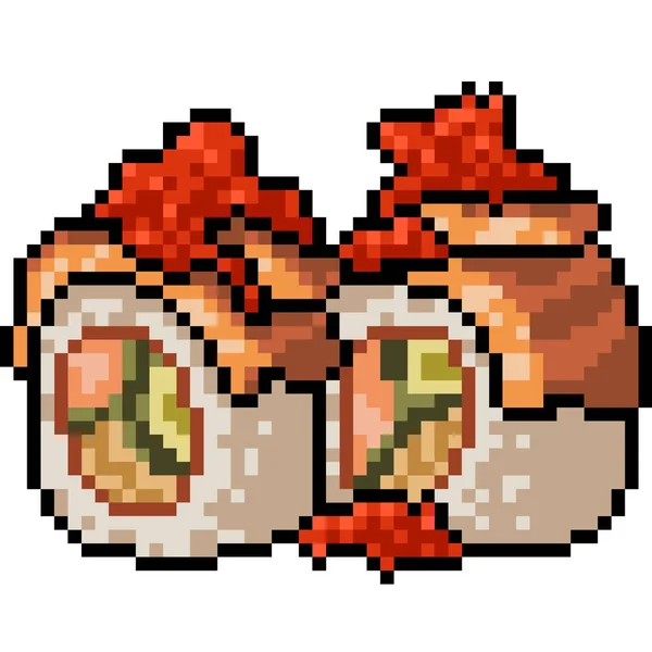 Vector Pixel Arte Sushi Lujo Dibujos Animados Aislados — Vector de stock