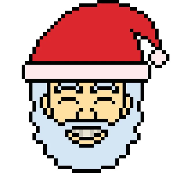 Vecteur Pixel Art Père Noël Tête Isolée — Image vectorielle