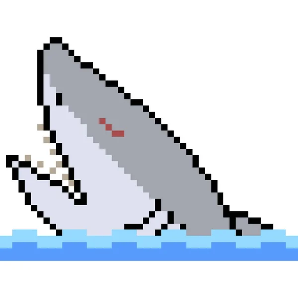 Vector Pixel Arte Tiburón Aislado — Vector de stock