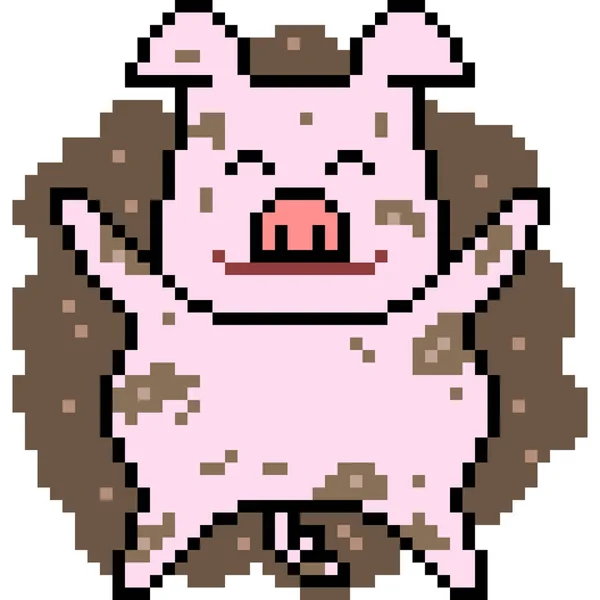 Vecteur Pixel Art Porc Isolé — Image vectorielle