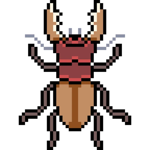 Vektor Piksel Art Kumbang Terisolasi Kartun - Stok Vektor