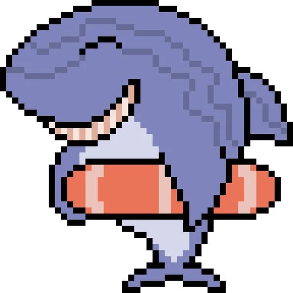 Pixel Vetorial Arte Tubarão Isolado — Vetor de Stock