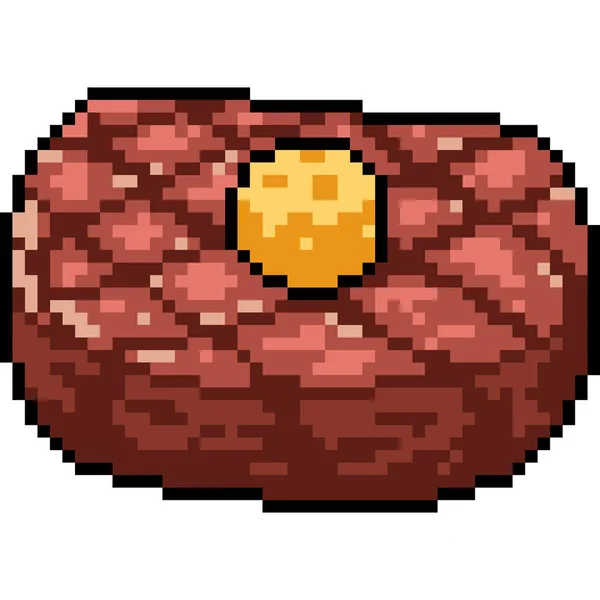Vector Pixel Kunst Vlees Steak Geïsoleerde Cartoon — Stockvector