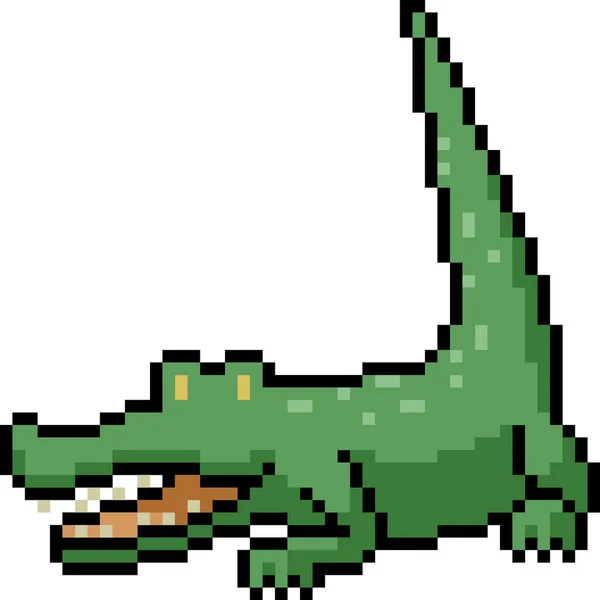 Vecteur Pixel Art Alligator Isolé Dessin Animé — Image vectorielle