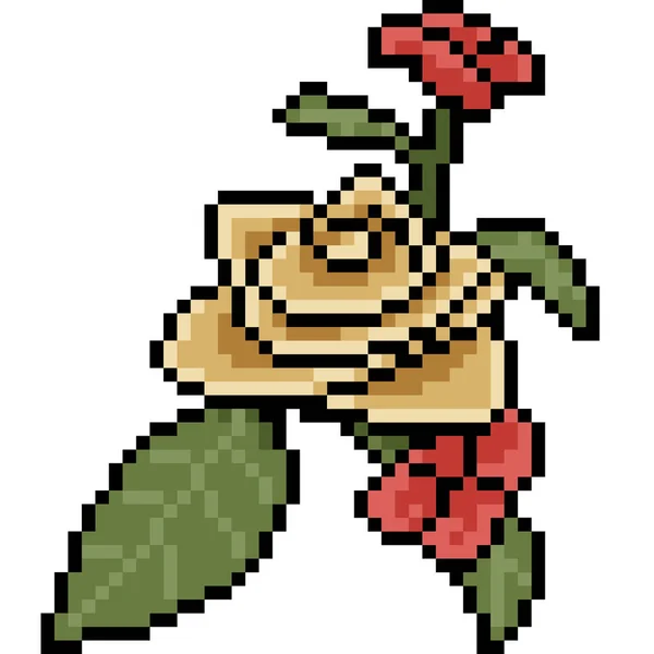 Vector Pixel Arte Flor Flor Isolado Desenho Animado — Vetor de Stock