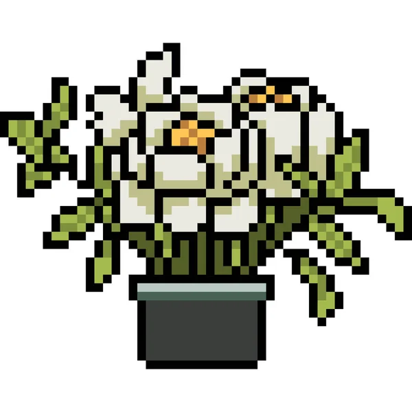 Vetor Pixel Arte Flor Pote Isolado Desenhos Animados —  Vetores de Stock