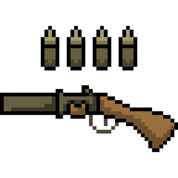 Vector Pixel Arte Pistola Antigua Dibujos Animados Aislados — Vector de stock