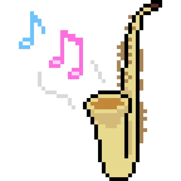 Vector Pixel Arte Saxofón Aislado Cartoo — Archivo Imágenes Vectoriales