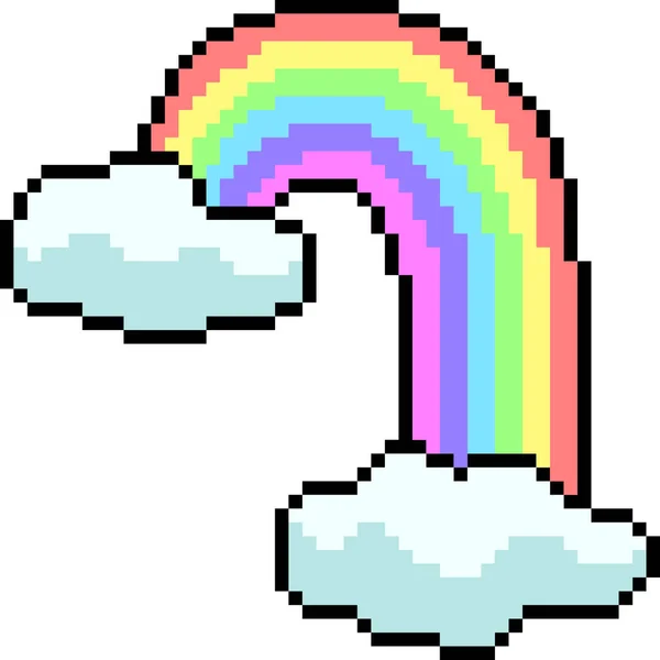 Vektor Pixel Kunst Regenbogen Wolke Isoliert Karikatur — Stockvektor