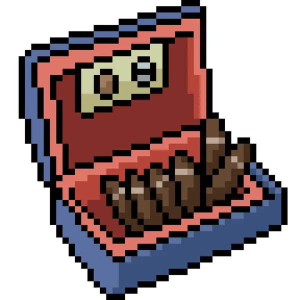 Vector Pixel Art Cigar Box Isolated Cartoon — Stock Vector