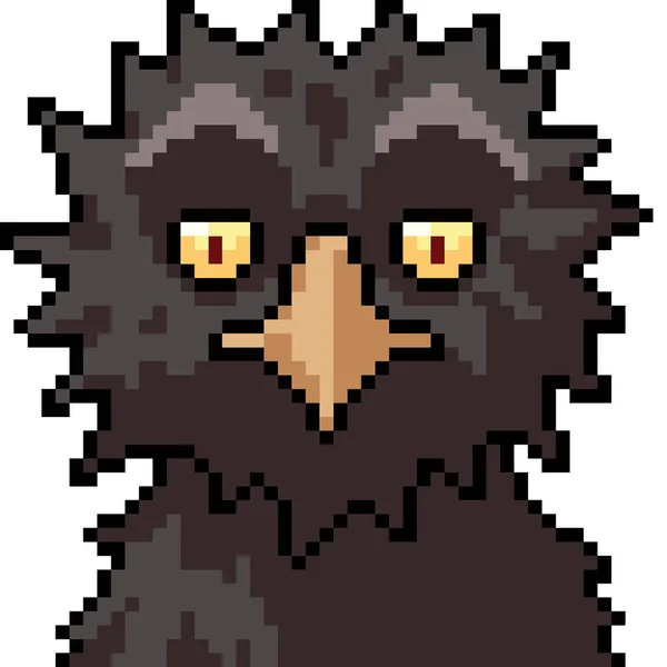 Vector Pixel Arte Pájaro Monstruo Dibujos Animados Aislados — Vector de stock