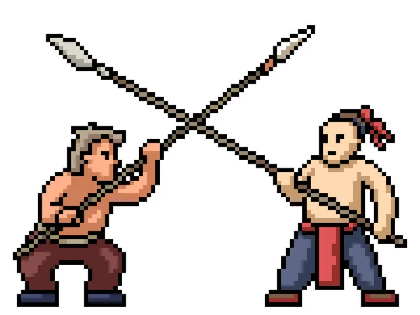 Pixel Art Duel Combat Lance — Image vectorielle