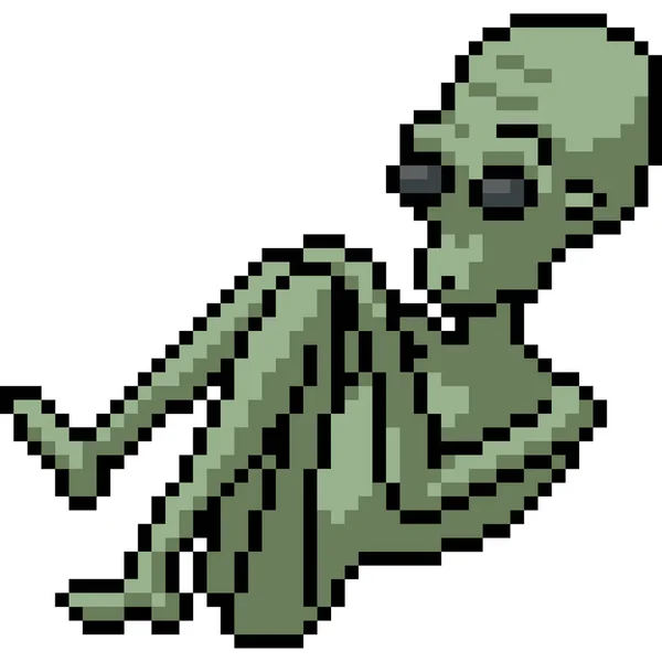 Vector Pixel Kunst Alien Lichaam Geïsoleerde Cartoon — Stockvector