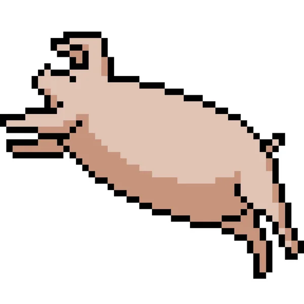 Vecteur Pixel Art Cochon Isolé Dessin Animé — Image vectorielle