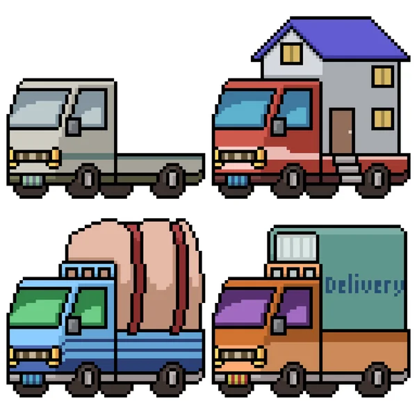 Pixel Arte Grande Caminhão Transporte — Vetor de Stock