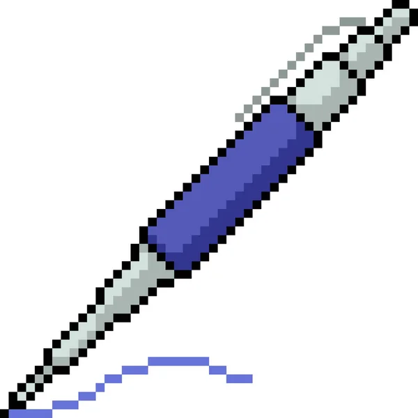 Vector Pixel Art Pen Escribir Dibujos Animados Aislados — Archivo Imágenes Vectoriales