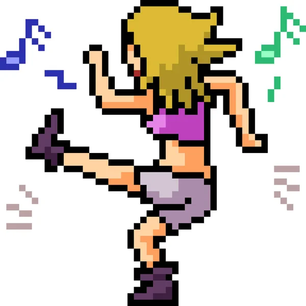 Vektor Pixel Umění Žena Tanec Izolované — Stockový vektor