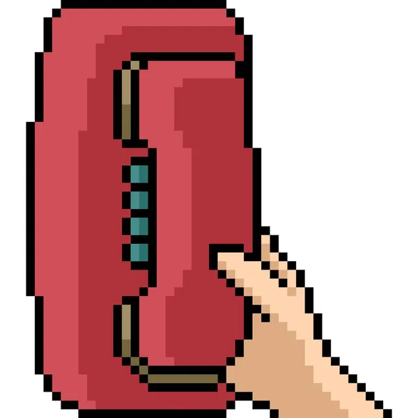 Vecteur Pixel Art Vieux Téléphone Isolé Dessin Animé — Image vectorielle