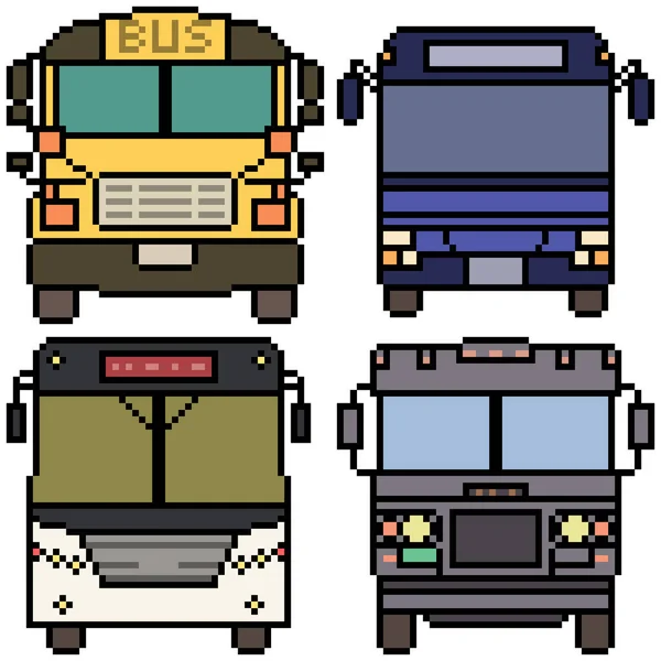 Pixel Arte Visão Frontal Ônibus — Vetor de Stock