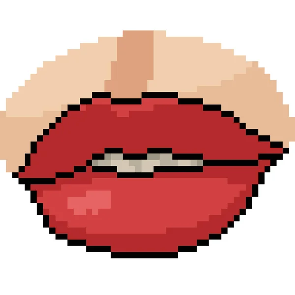 Vector Pixel Art Woman Lip Isolated Cartoon — Stock Vector