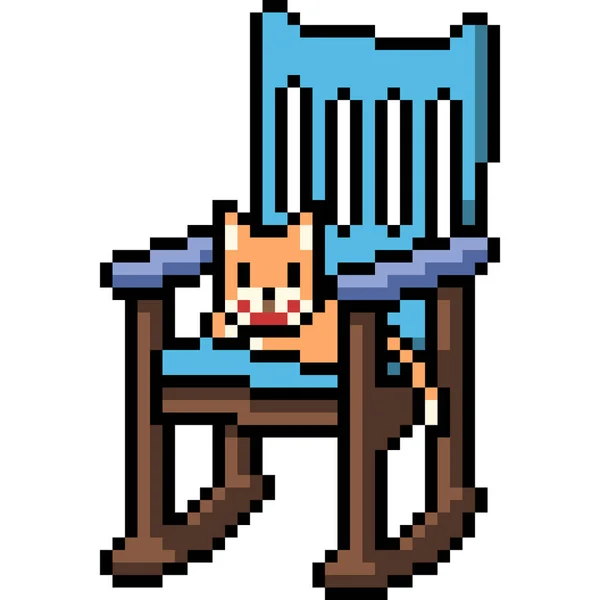 Vector Pixel Kunst Kattenstoel Geïsoleerde Cartoon — Stockvector