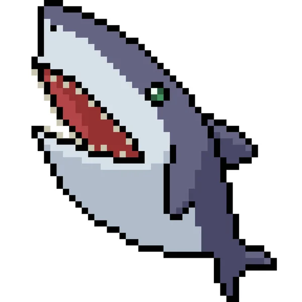 Vector Pixel Art Shark Isolated Cartoon — Stock Vector