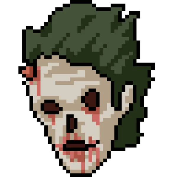 Vector Pixel Arte Zombie Cara Dibujos Animados Aislados — Archivo Imágenes Vectoriales