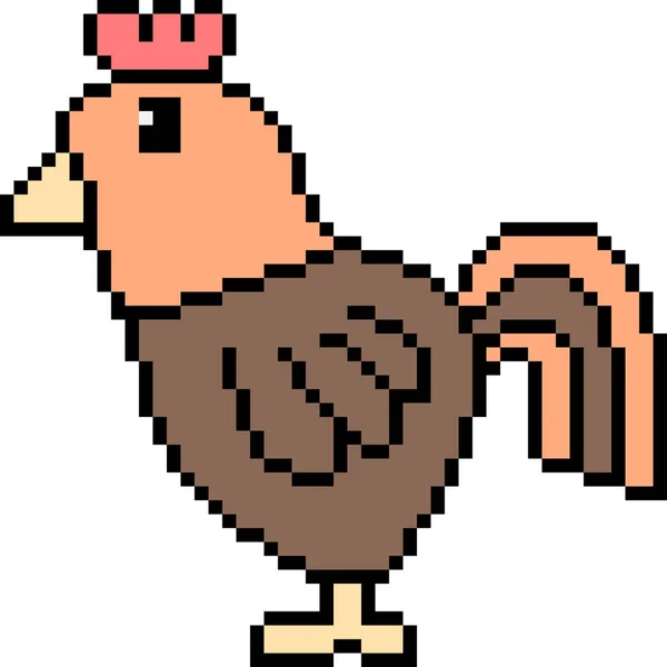 Vector Pixel Arte Pollo Aislado — Vector de stock