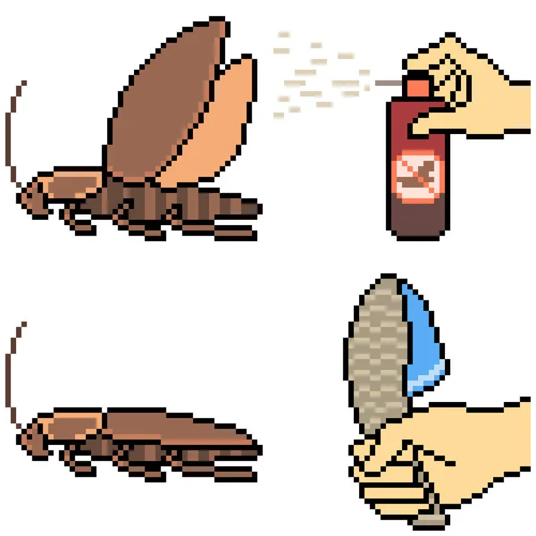 Pixel Kunst Van Walgelijke Kakkerlak — Stockvector