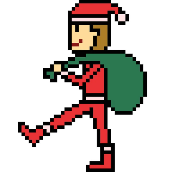 Vettore Pixel Art Santa Borsa Isolato — Vettoriale Stock