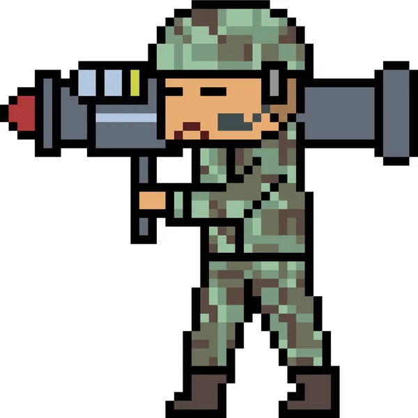 Vector Pixel Art Bazooka Leger Geïsoleerd — Stockvector