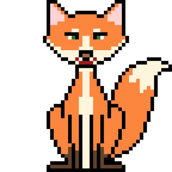 Vektor Pixel Art Fox Duduk Terisolasi - Stok Vektor