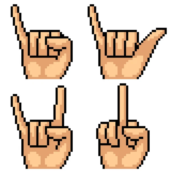 Különböző Kézjelek Pixelművészete — Stock Vector