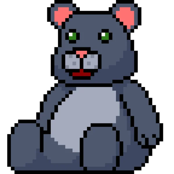 Vecteur Pixel Art Peluche Animal Ours Isolé Dessin Animé — Image vectorielle