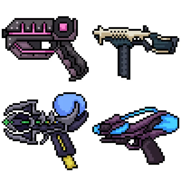 Pixel Art Set Isolado Sci Gun — Vetor de Stock