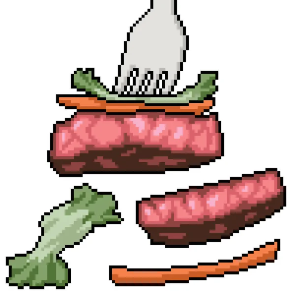 Pixel Art Nourriture Steak Snack — Image vectorielle