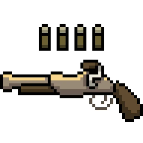 Vecteur Pixel Art Ancien Pistolet Isolé Dessin Animé — Image vectorielle