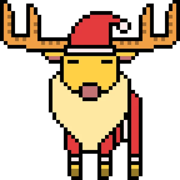 Vector Pixel Arte Santa Ciervo Aislado — Vector de stock