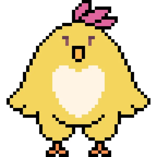 Vector Pixel Kunst Cartoon Chick Geïsoleerd — Stockvector